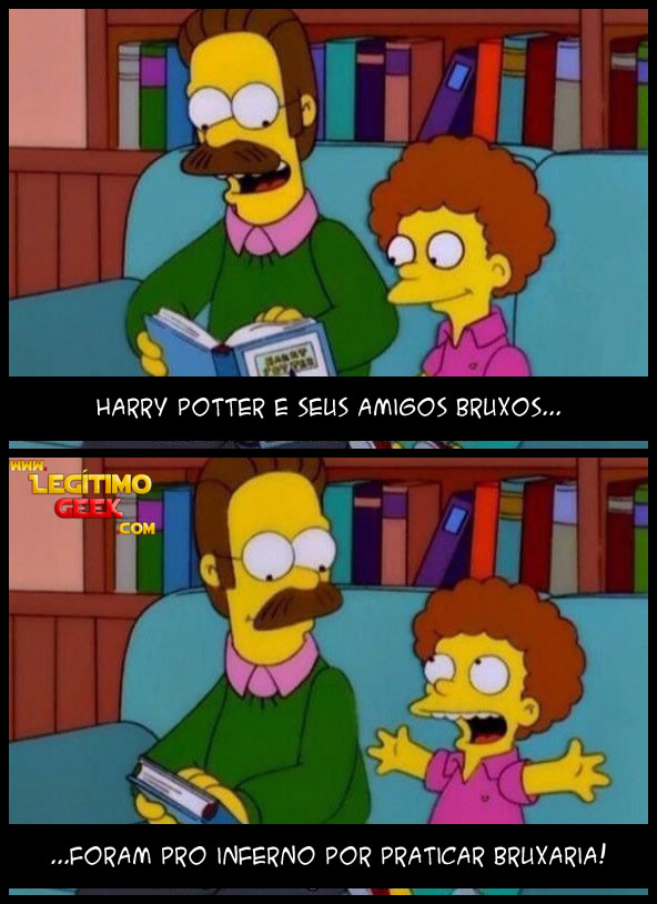 Ned Flanders lendo Harry Potter
