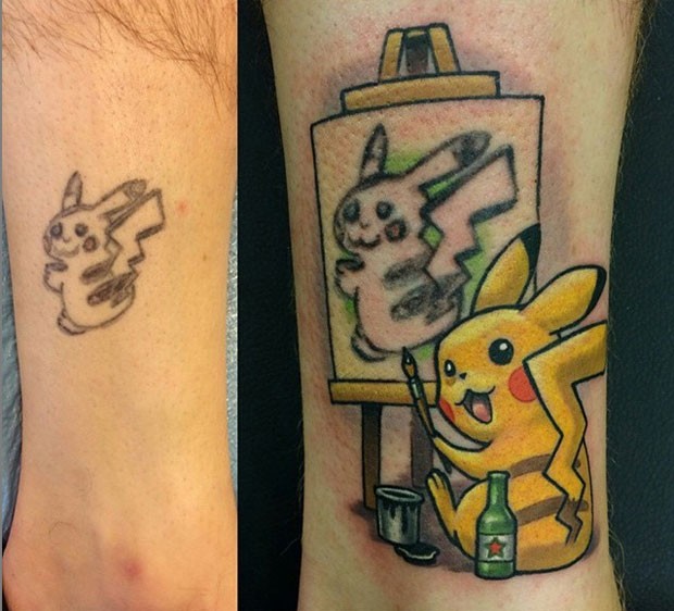 Tatuagem do Pikachu ridícula disfarçada de forma épica