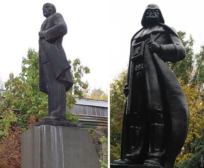 Na Ucrânia, estátua de Lenin é transformada em Darth Vader