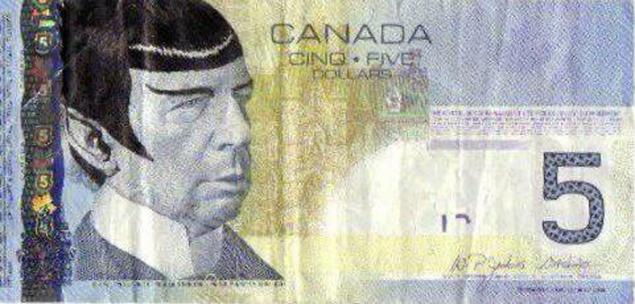 Banco Central do Canadá pede que fãs de Star Trek parem de desenhar o Spock nas notas de 5